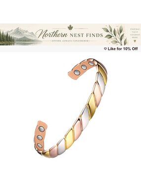 Pure Copper Magnetic Bracelet Braided Cuff Bangle Adjustable Gift